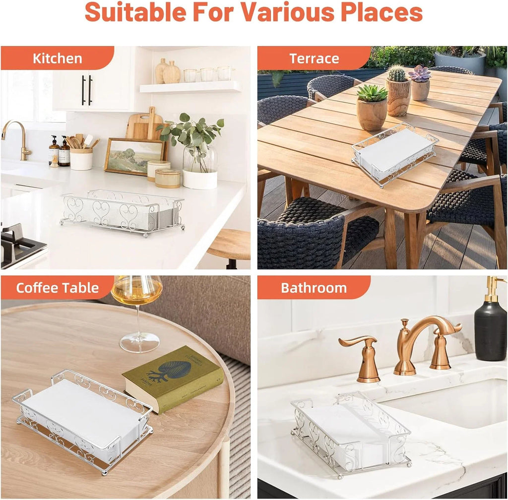 Napkin Holder & Guest Towel Tray - Stainless Steel Disposable Paper Towel Dispenser for Bathroom Table Kitchen Countertop Dinner Table Vanity – Durable Stainless Steel Construction for Streamlined Everyday Routines