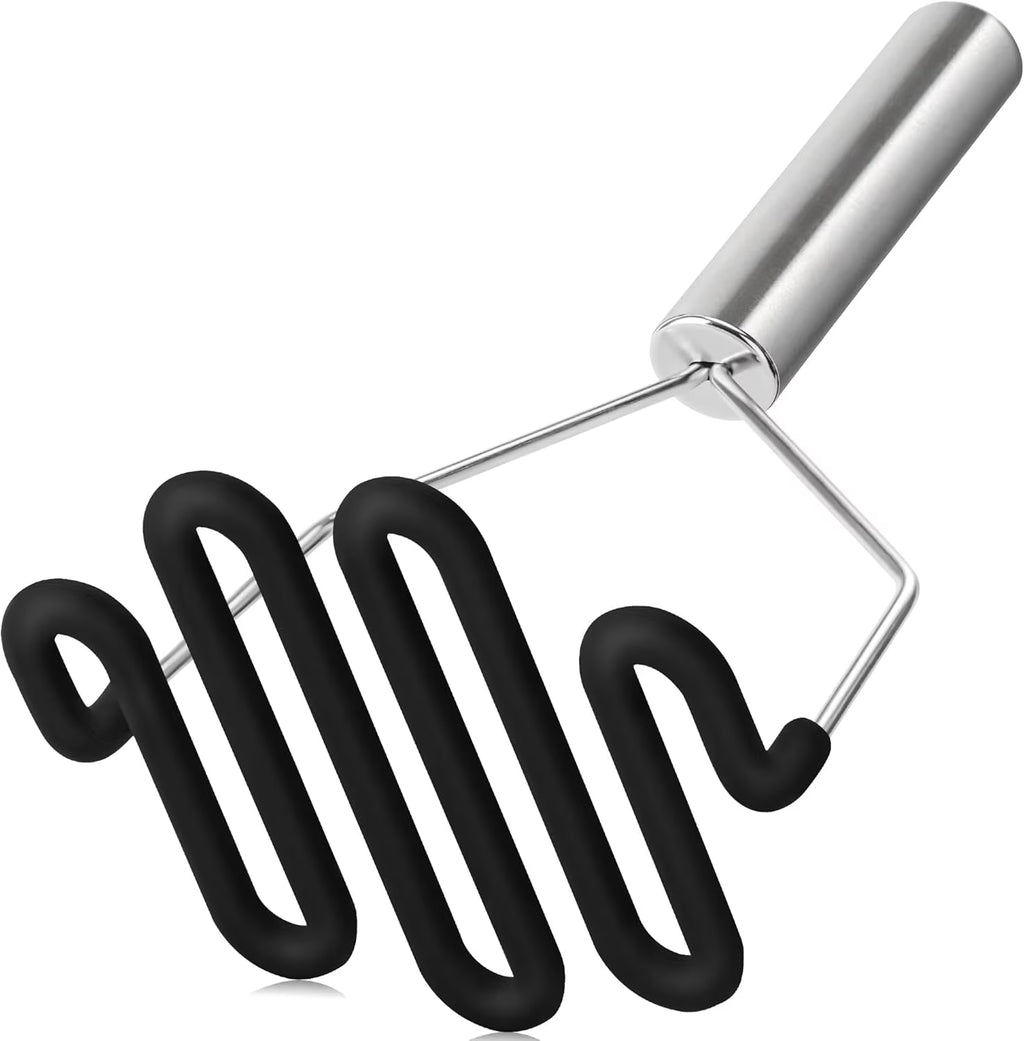 Non-Scratch Silicone Potato Masher Kitchen Tool Potatoes Masher Potato Masher Stainless Steel Wrapped In Well-crafted Silicone Potato Smasher Black – Durable Stainless Steel Construction for Streamlined Everyday Routines