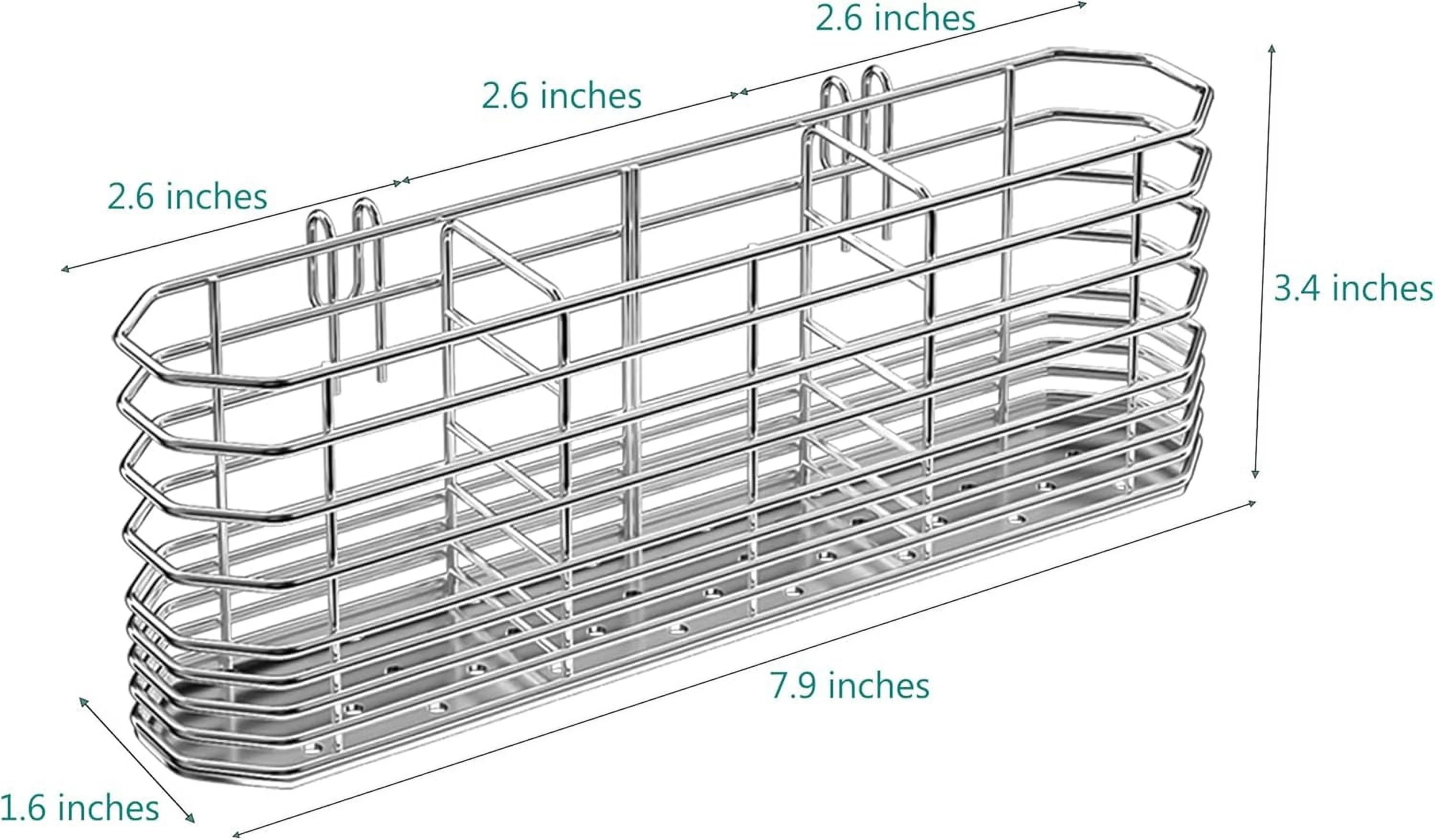 304 Stainless Steel Utensil Holder Dish Drying Rack kitchen Utensil Organizer Knife and Fork Drainage Rack Kitchen Drainage Basket Accessories With Hooks Rust-resistant Color-Silver – Durable Stainless Steel Construction for Streamlined Everyday Routines