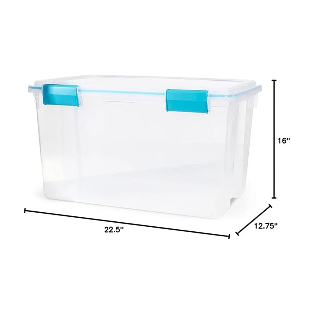 4-Pack 54 Qt Stackable Clear Storage Bins with Durable Latching Lids Space-Saving Sturdy Storage Box For Home Office Organization Clear Base and Lid – Stackable Organization for Streamlined Everyday Routines