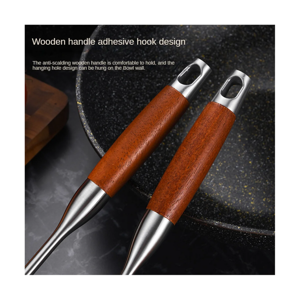 Stainless Steel for Carbon Steel Stainless Steel Wok Metal Wok Tools Set Wooden Handle Soup Ladle – Convenient Carry Handles for Streamlined Everyday Routines