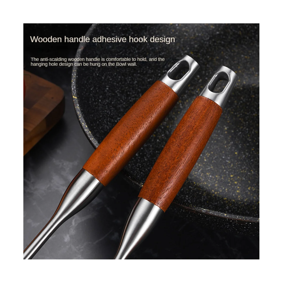Stainless Steel for Carbon Steel Stainless Steel Wok Metal Wok Tools Set Wooden Handle Soup Ladle – Convenient Carry Handles for Streamlined Everyday Routines
