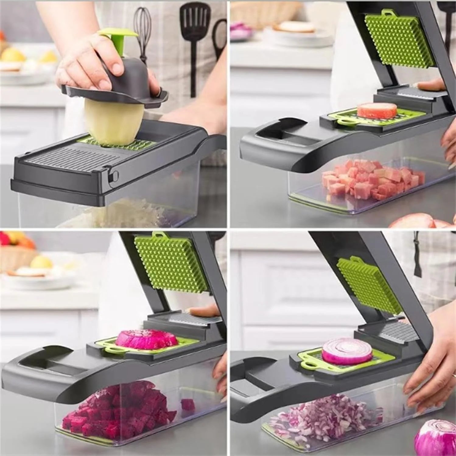 14Pcs Multi-Functional Vegetable Cutter & Slicer Trendgolden Food Chopper Stainless Steel Blades Kitchen Gadgets & Accessories (Pink) – Durable Stainless Steel Construction for Streamlined Everyday Routines