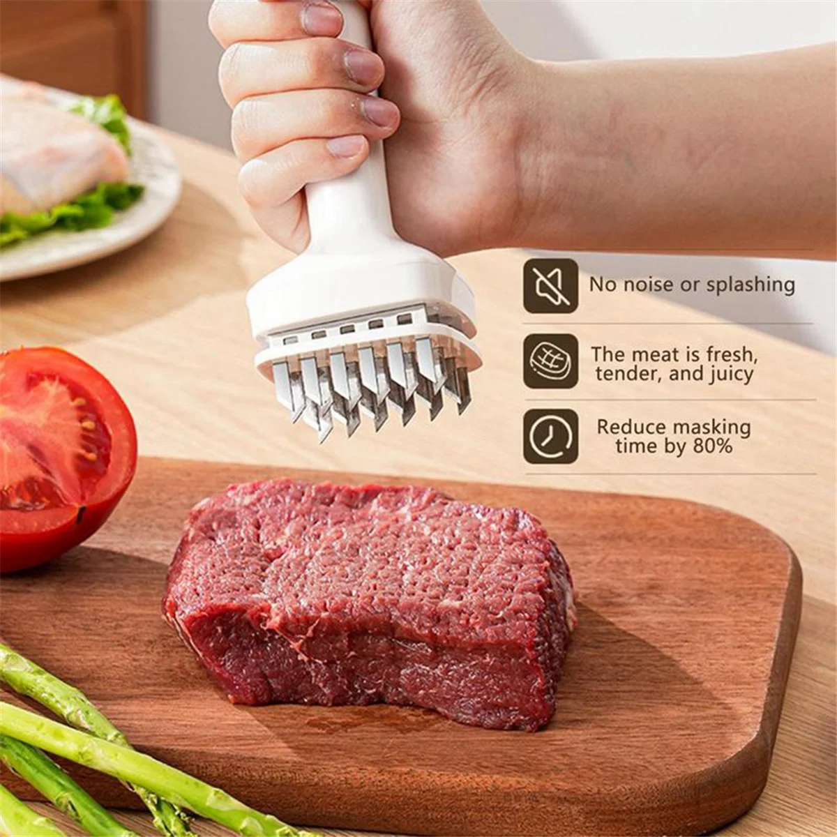 Meat Tenderizer Needle Stainless Steel Prongs Food Grade 5.5x5.5x17cm White – Durable Stainless Steel Construction for Streamlined Everyday Routines