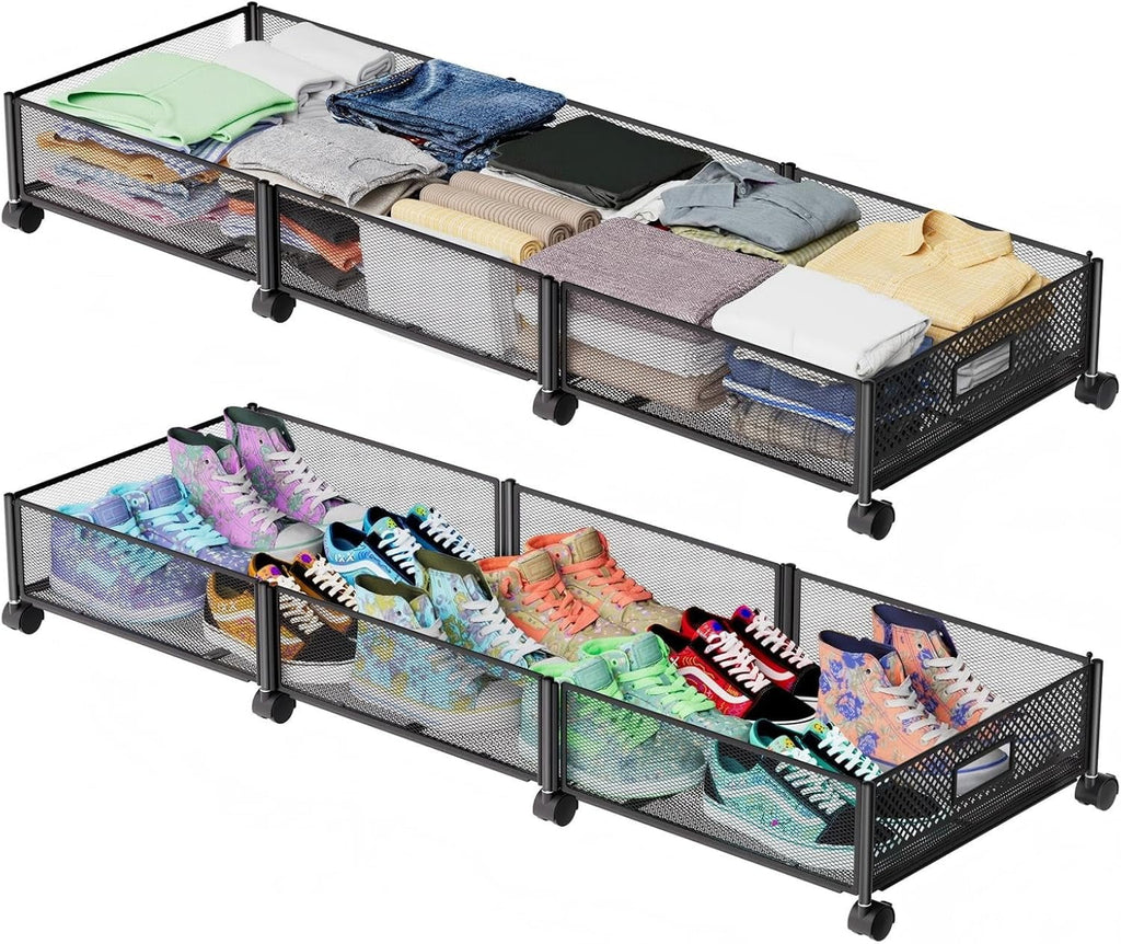47.2'' Long Under Bed Storage on Wheels 57.6L Large Capacity Rolling Under the Bed Storage Containers Tool-Free Assembly Foldable Underbed Shoes Clothes Toy Drawers – Everyday Household Format for Streamlined Everyday Routines