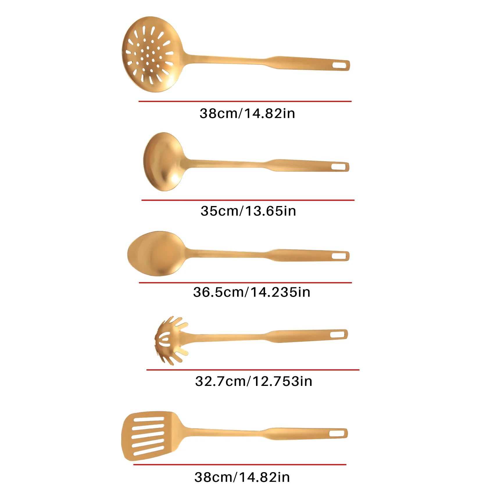 Stainless Steel Kitchen Utensils 5-Piece Cooking Trowel Set Tool Gold – Durable Stainless Steel Construction for Streamlined Everyday Routines
