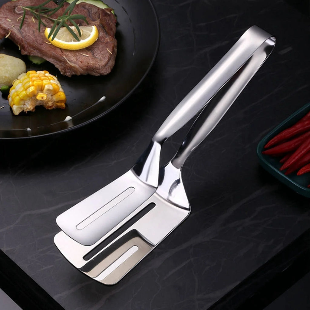 Stainless Steel Double-Sided Shovel Clip Stainless Steel Spatula Kitchen Tongs,Grill Clamp Flipping Spat – Durable Stainless Steel Construction for Streamlined Everyday Routines