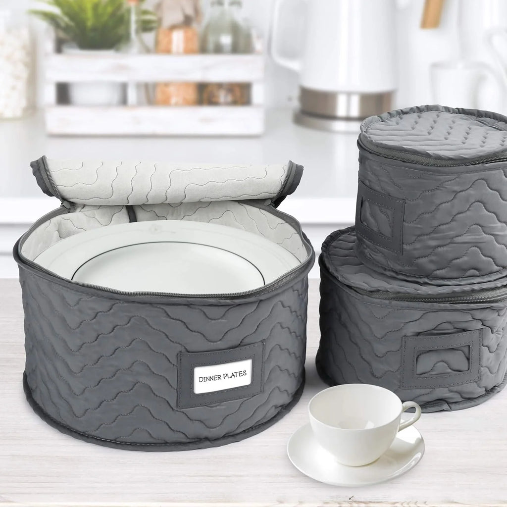 China Storage Containers - Quilted 6-Piece Set Storage Box- Stores Chinaware Stemware Dinnerware Dish Storage Service for 12 48 Pcs Felt Protectors Cardboard Dividers Included – Convenient Multi-Piece Set for Streamlined Everyday Routines