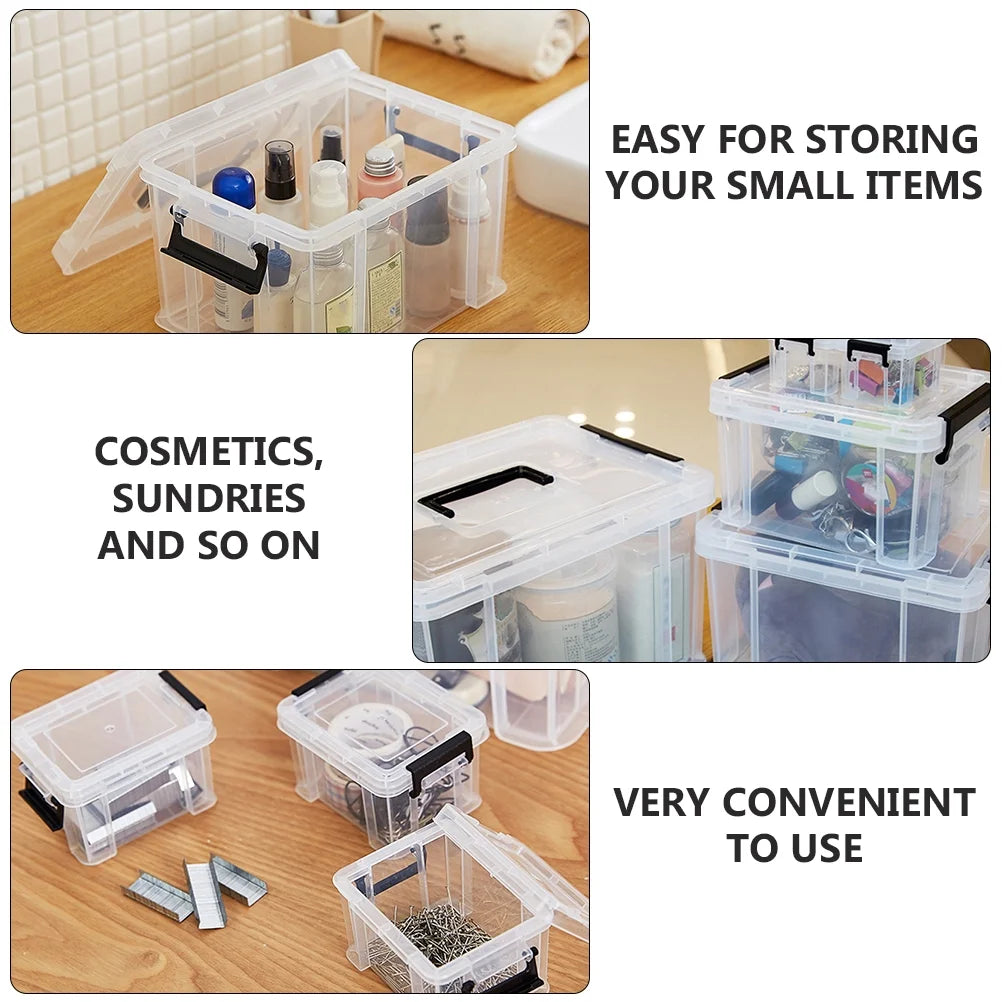 4Pcs Multi-functional Toy Storage Box Plastic Sundries Organizer with Lid Handles 8.5x6.5x5.0cm – Secure Lid Design for Streamlined Everyday Routines
