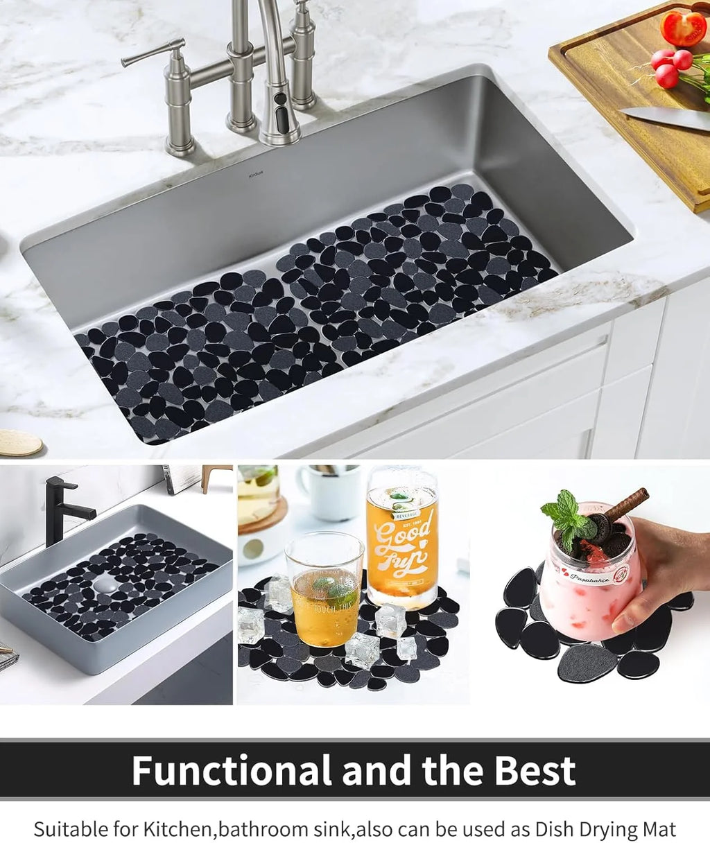 Bligli Pebble Sink Mat 2-Pack - PVC Kitchen Protector for Stainless Steel/Ceramic Dish Drying Mat for Dishes 15.7" x 11.8" Black – Durable Stainless Steel Construction for Streamlined Everyday Routines