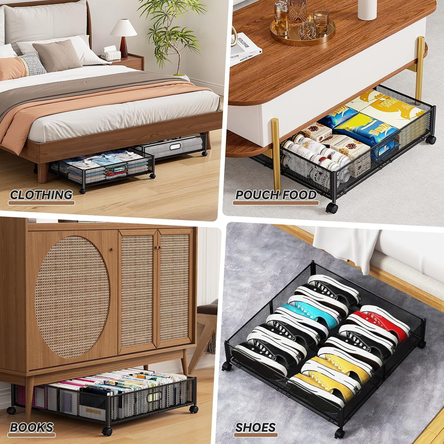 Under Bed Storage Containers with Wheels - Shoe Storage Organizer Drawer Tool-free Assembly Metal Underbed Storage for Bedroom Clothes Shoes Blankets - 2Pack – Everyday Household Format for Streamlined Everyday Routines