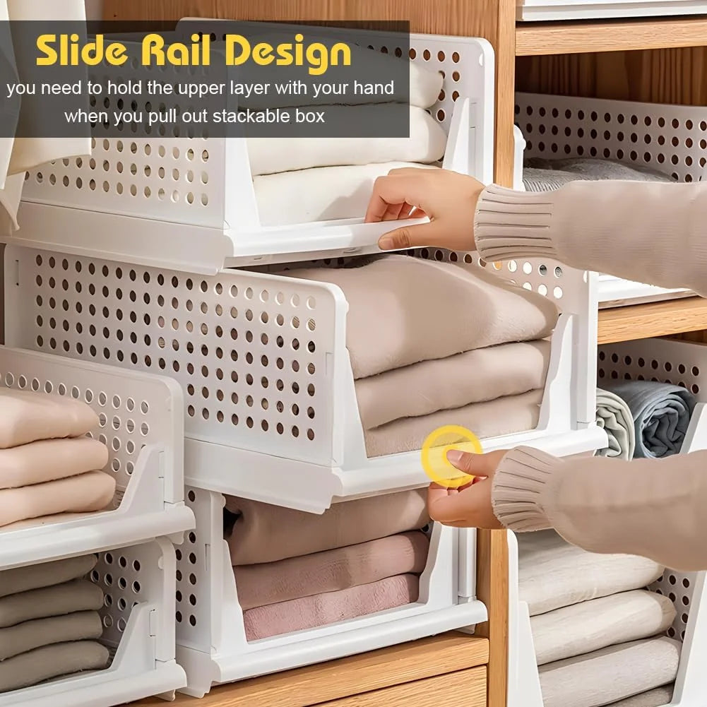 5 Pack Stackable Closet Storage Box,Closet Shelf Organizer and Storage Plastic Drawer Storage,Wardrobe Organizer Closet Organizers Storage Box for Cupboard Kitchen Office(5L) – Stackable Organization for Streamlined Everyday Routines