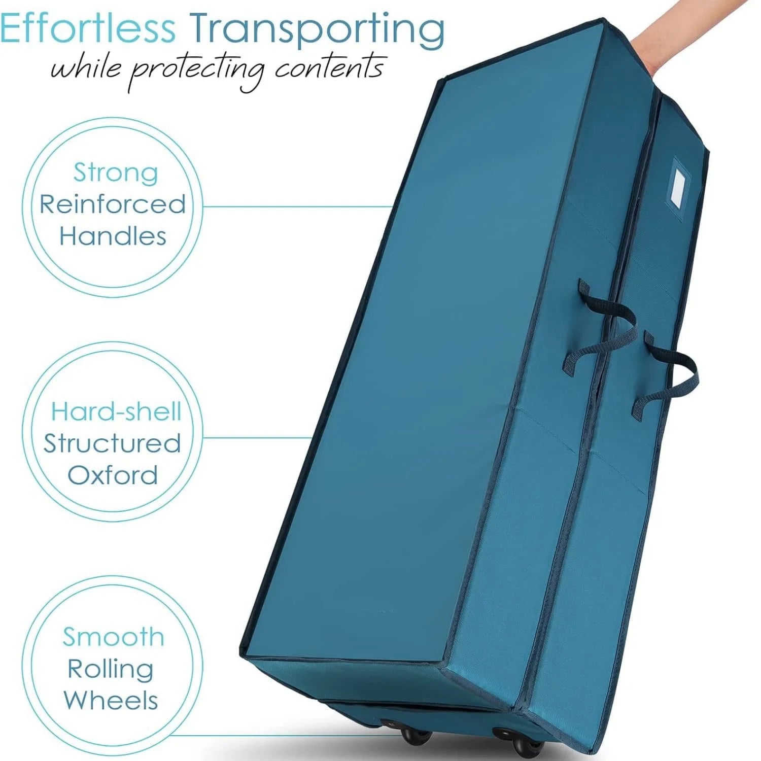 Wrapping Paper Storage Container with Ribbon Dispenser and Interior Pockets - Large Christmas Storage Containers with Wheels Fits 30 Rolls of 40" Length Blue – Multiroom Organization Format for Streamlined Everyday Routines
