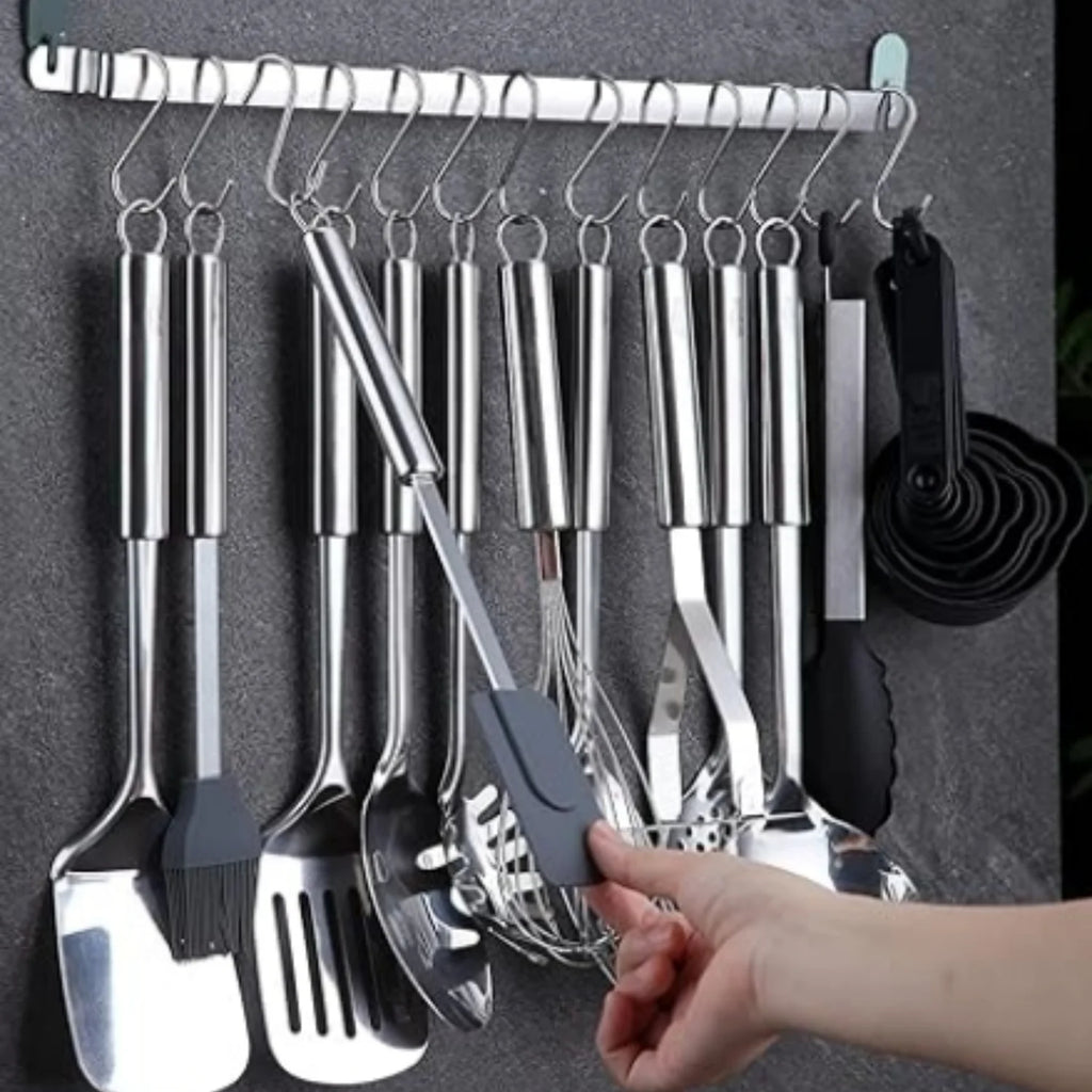 Kitchen Utensils Set 38 Pieces Stainless Steel Cooking Utensils Set Kitchen Gadgets Cookware Kitchen Tool Set with Utensil Holder Rack And Hooks For Hanging Dishwasher Suitable – Space-Saving Hanging Design for Streamlined Everyday Routines