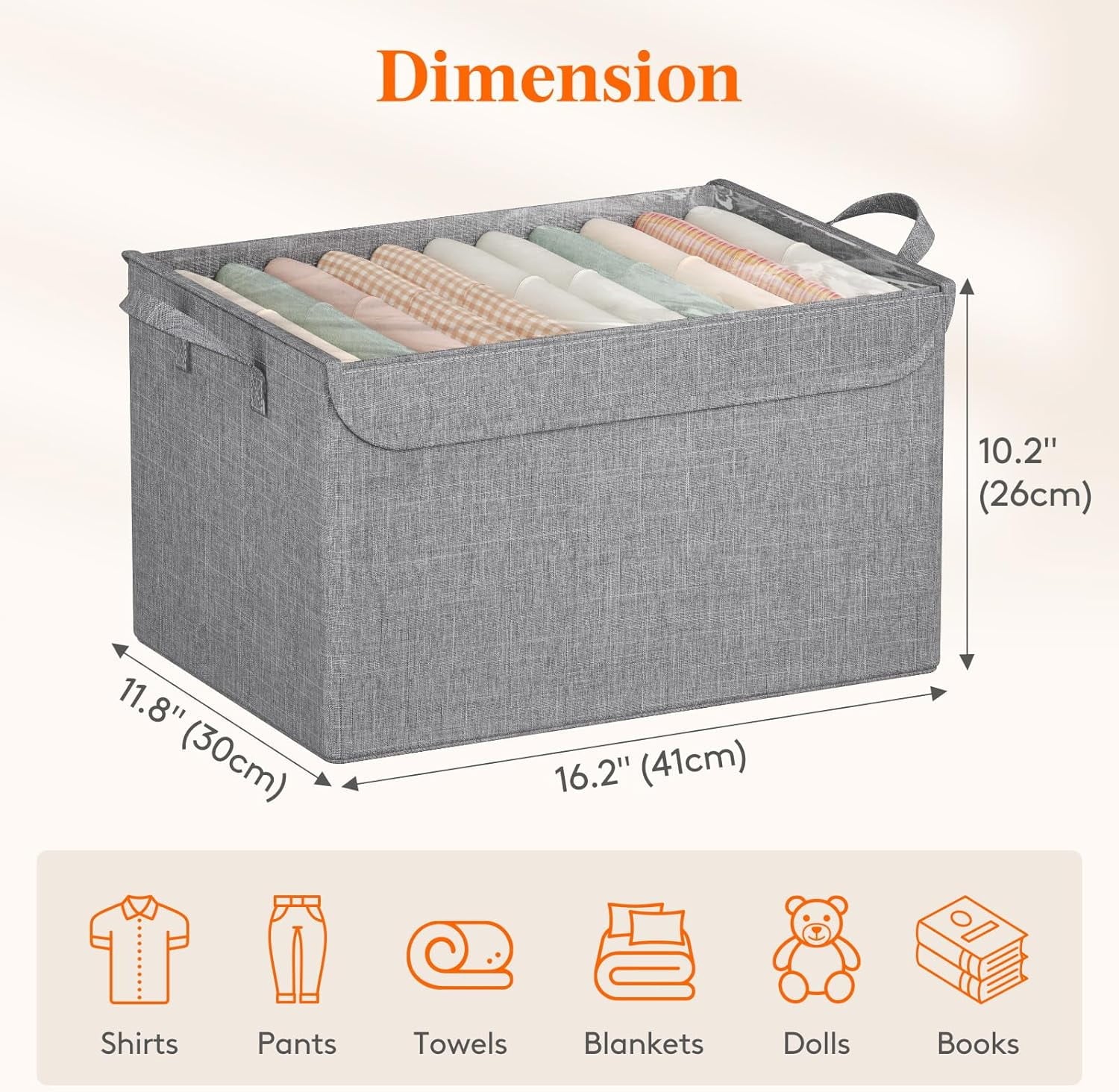 Fabric Storage Boxes 6 Pcs Stackable Storage Bins with Clear Lids Foldable Oxford Cloth Cube Closet Organizer Baskets Clothes Containers for Towels Blankets Books Light Grey-Large – Foldable Space-Saving Design for Streamlined Everyday Routines