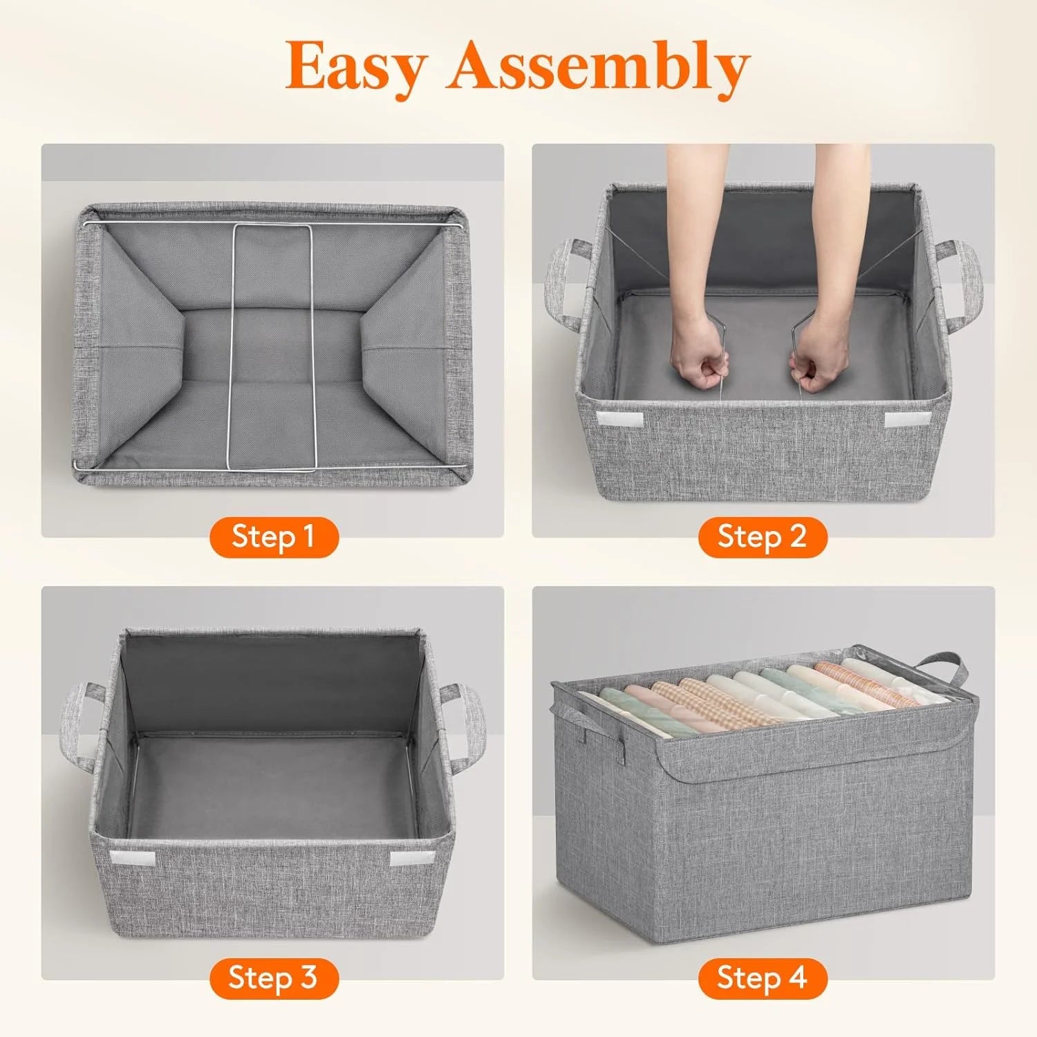 Fabric Storage Boxes 6 Pcs Stackable Storage Bins with Clear Lids Foldable Oxford Cloth Cube Closet Organizer Baskets Clothes Containers for Towels Blankets Books Light Grey-Large – Foldable Space-Saving Design for Streamlined Everyday Routines