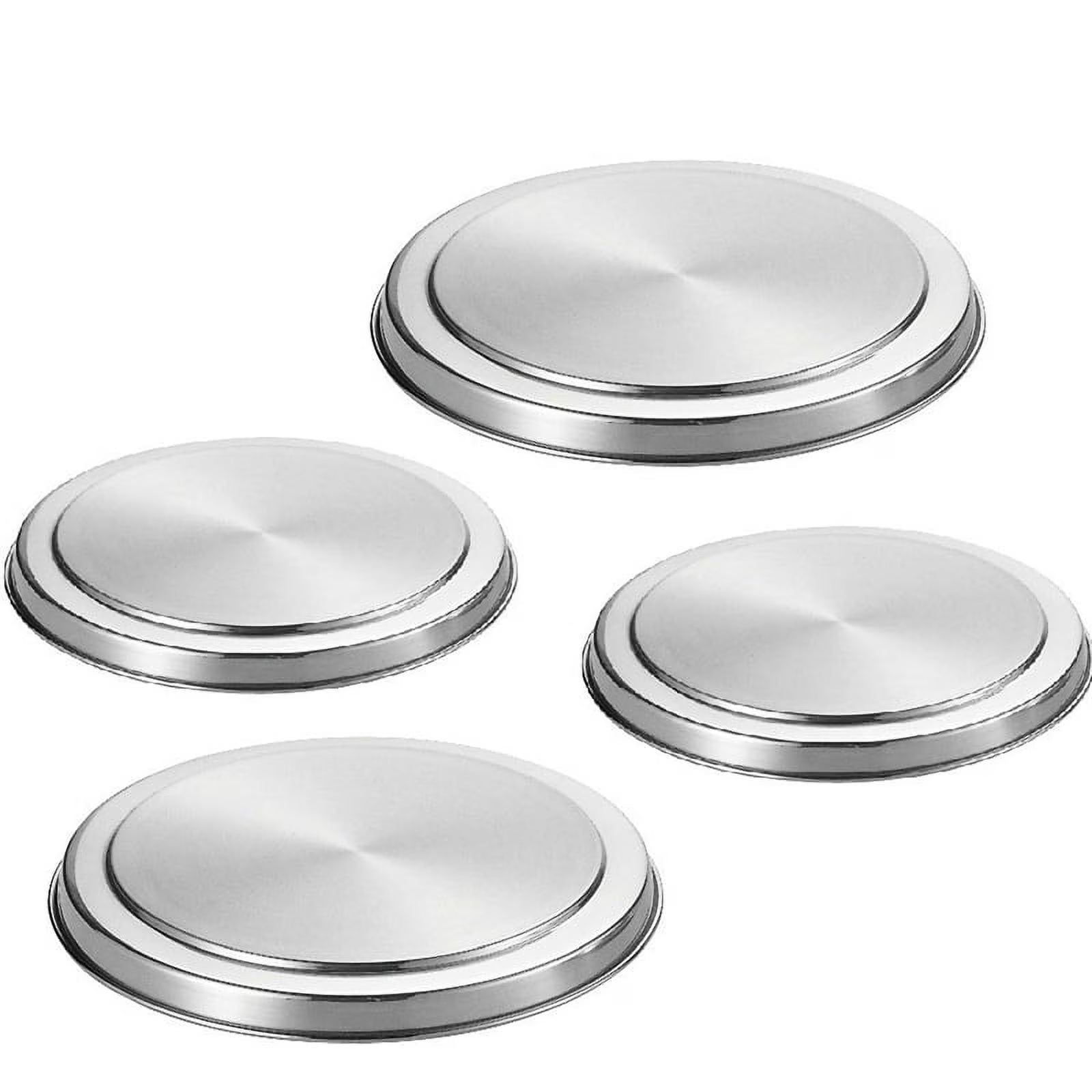 4Pcs Stainless Steel Hob Covers Stove Plate Top Cooker Protector Kit Set Utensils 17/21CM Kitchen Accessories – Durable Stainless Steel Construction for Streamlined Everyday Routines