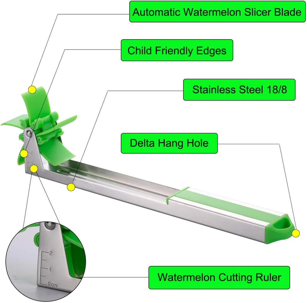 Watermelon Windmill Cutter Slicer Stainless Steel Shape Fruit Tools Quickly Cut Tool Kitchen Gadgets with Melon Scoop – Durable Stainless Steel Construction for Streamlined Everyday Routines