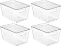 Clear Stackable Storage Bins with Lids Large Plastic Containers with Handle for Pantry Organizer and Storage,Suitable for Bathroom,Cabinet,Kitchen,Fridge,Closet Organization – Stackable Organization for Streamlined Everyday Routines