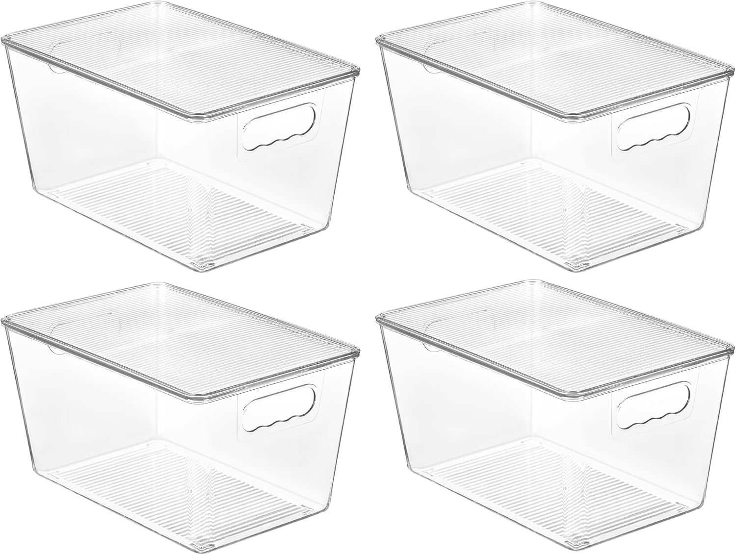 Clear Stackable Storage Bins with Lids Large Plastic Containers with Handle for Pantry Organizer and Storage,Suitable for Bathroom,Cabinet,Kitchen,Fridge,Closet Organization – Stackable Organization for Streamlined Everyday Routines