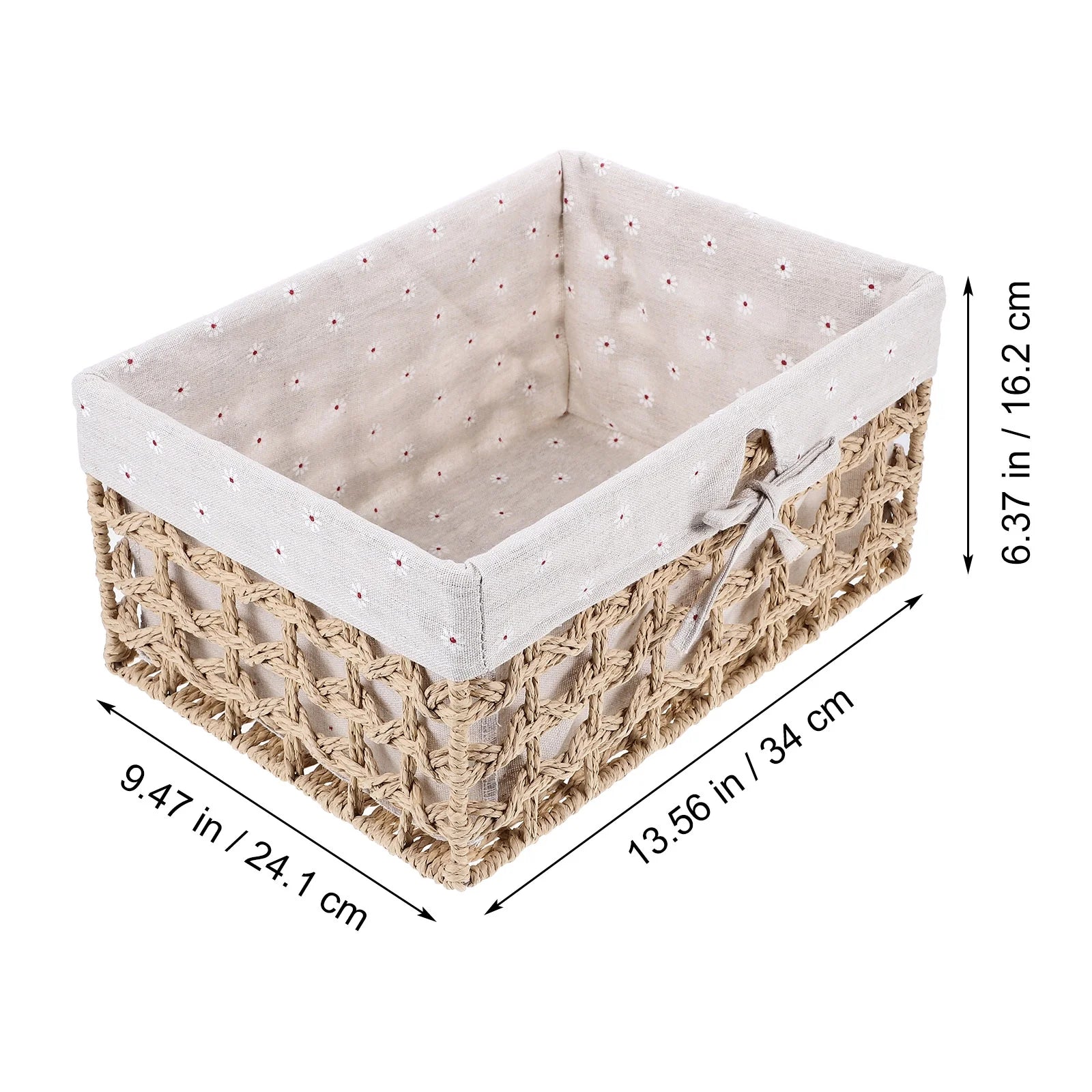 Rustic Storage Bins Grass Basket Cube Boxes with Lids Fabric Toy Sundries – Everyday Household Format for Streamlined Everyday Routines