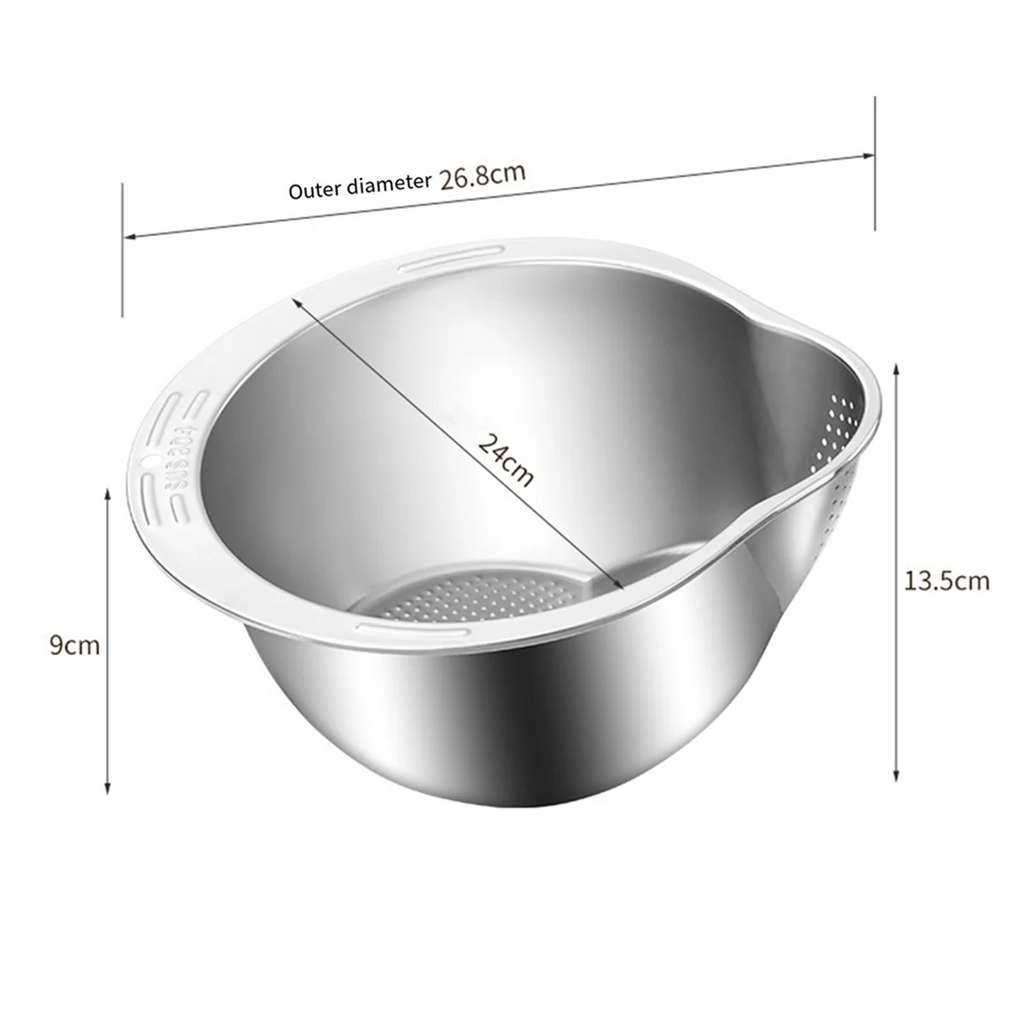 Rice Washer Strainer Bowl Stainless Steel Washing Colander Fruit and Vegetable Kitchen Tool A – Durable Stainless Steel Construction for Streamlined Everyday Routines