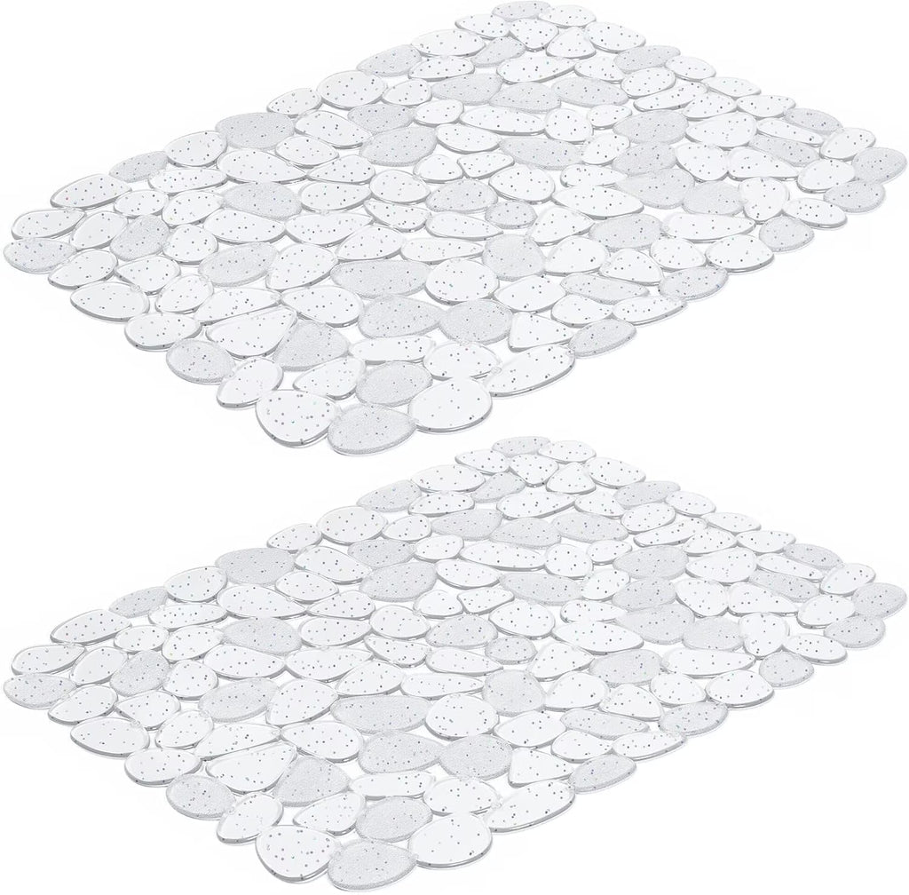 Bligli Pebble Sink Mat 2-Pack - PVC Kitchen Protector for Stainless Steel/Ceramic Dish Drying Mat for Dishes 15.7" x 11.8" Bling Clear – Clear-View Organization for Streamlined Everyday Routines