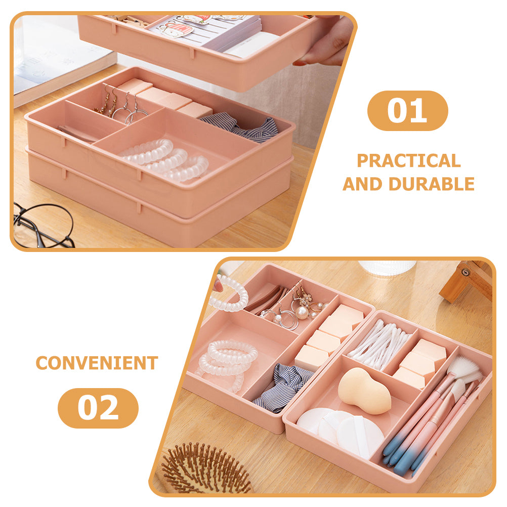 4 Pcs Office Storage Bins Drawers Four Grid Box Four-grid Compartment Case – Compartmented Organization for Streamlined Everyday Routines