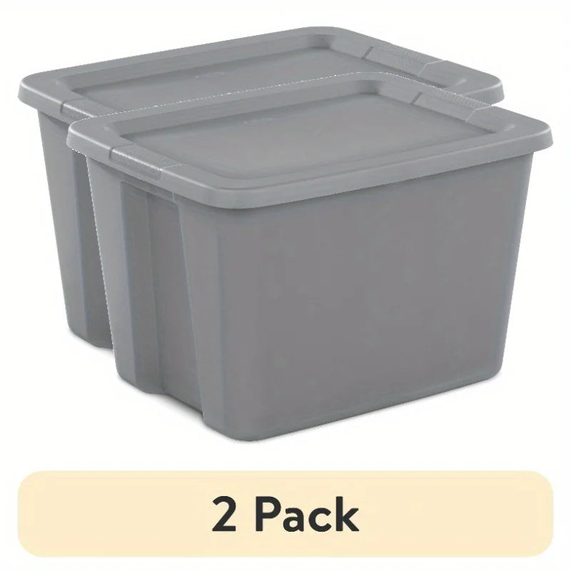 2-Pack 18 Gallon Heavy-Duty Plastic Storage Bins with Snap-On Lids - Durable Stackable Gray Organizers for Home Garage Pantry & Office - Space-Saving Rectangular Design with Reinforced Handles – Stackable Organization for Streamlined Everyday Routines