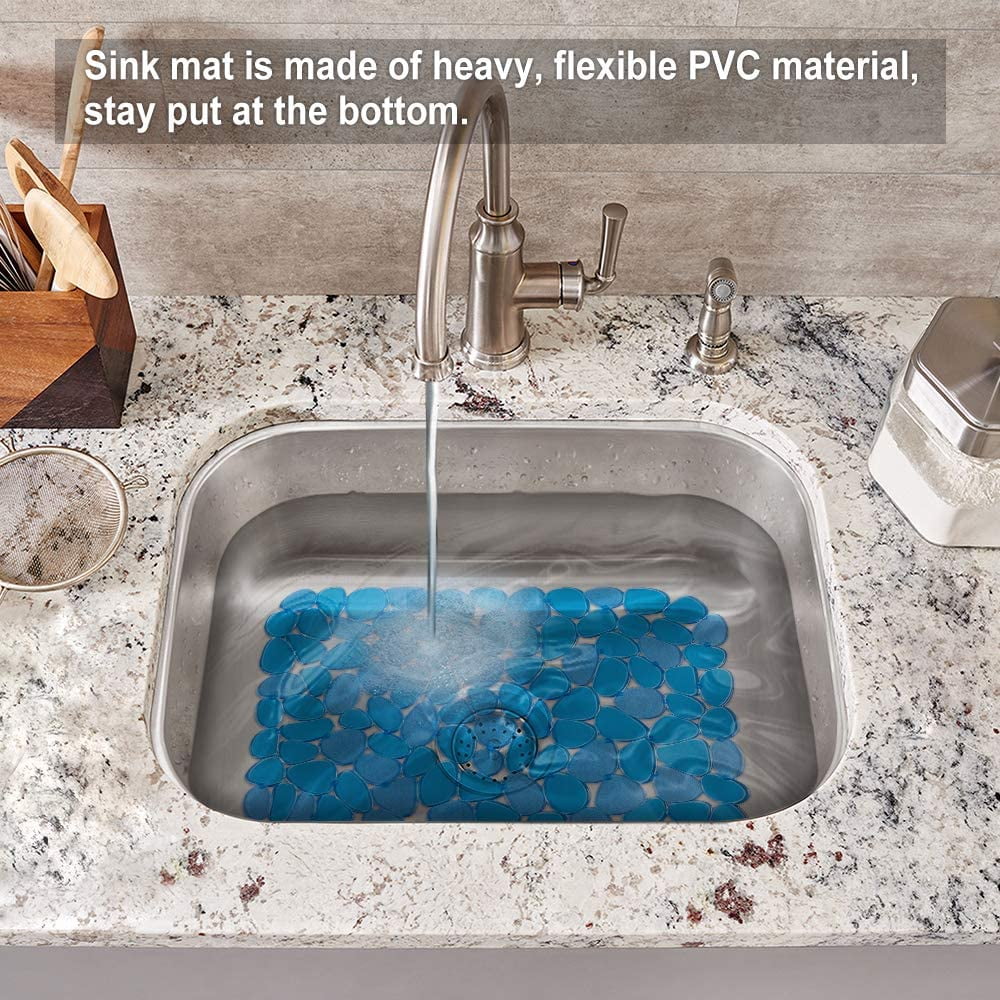 Bligli Pebble Sink Mat 2-Pack - PVC Kitchen Protector for Stainless Steel/Ceramic Dish Drying Mat for Dishes 15.7" x 11.8" Blue – Durable Stainless Steel Construction for Streamlined Everyday Routines