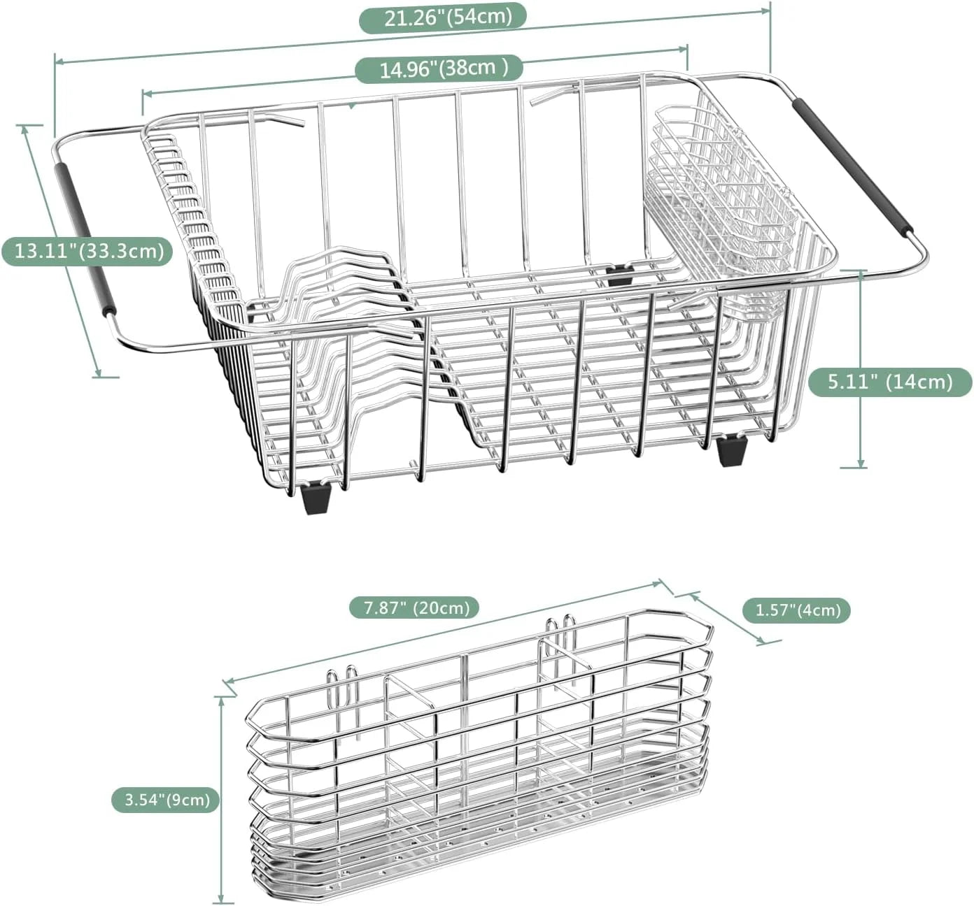Dish Drying Rack in-Sink 304 Stainless Steel Dish Drainer with Stainless Steel Silverware Holder Over Inside Sink-Adjustable – Durable Stainless Steel Construction for Streamlined Everyday Routines