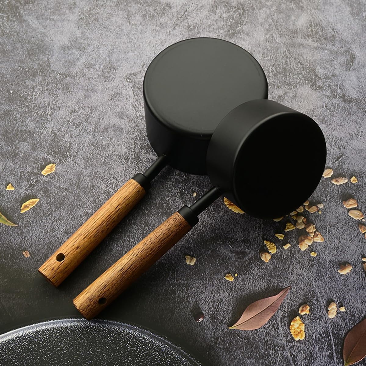8 pieces Golden Measuring Cups Set and Measuring Spoons Set with Scale Wooden Handle Stainless Steel Dry & Liquid Measuring Cup for Cooking Baking – Convenient Carry Handles for Streamlined Everyday Routines