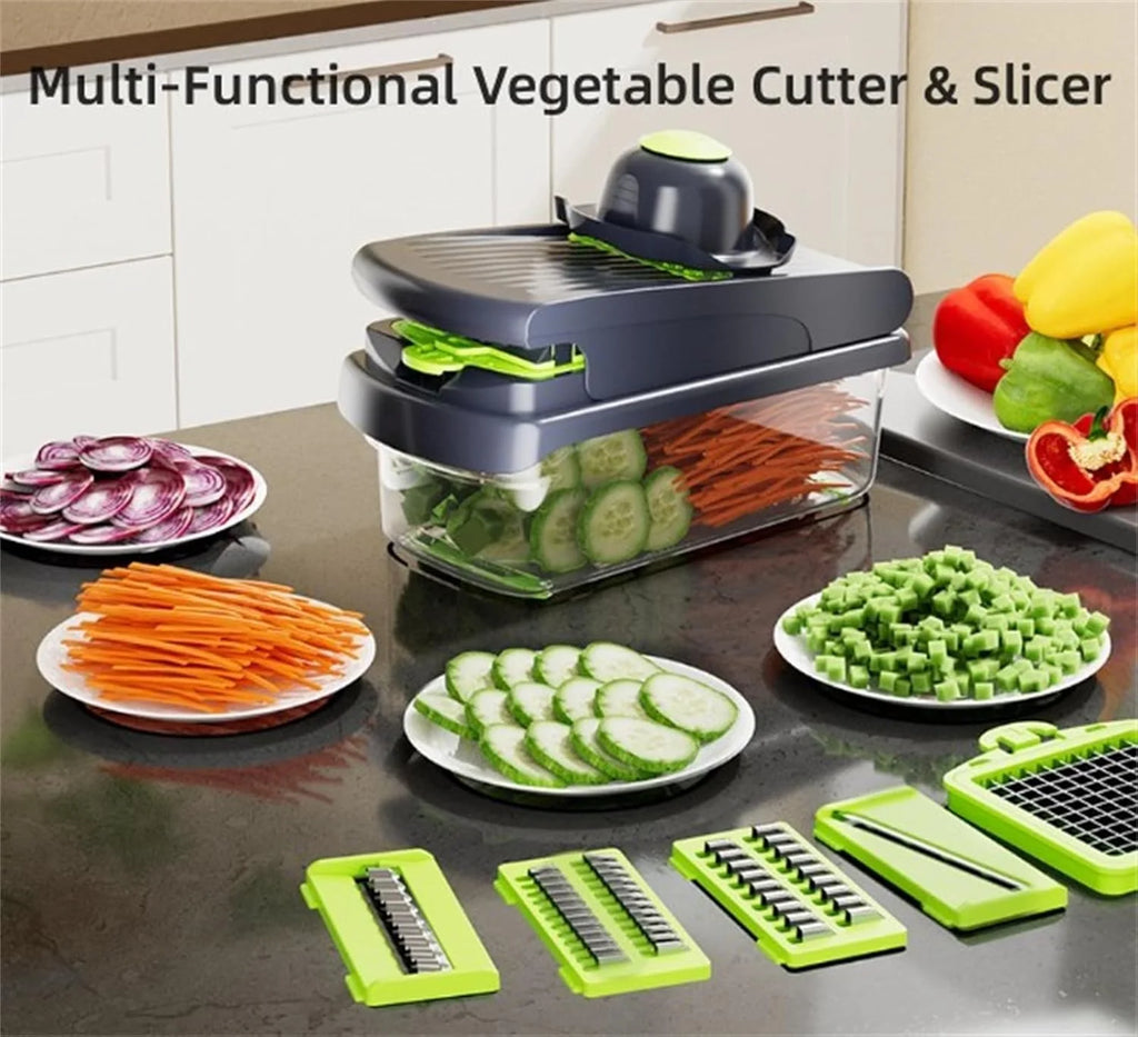 14Pcs Multi-Functional Vegetable Cutter & Slicer Trendgolden Food Chopper Stainless Steel Blades Kitchen Gadgets & Accessories (Pink) – Durable Stainless Steel Construction for Streamlined Everyday Routines