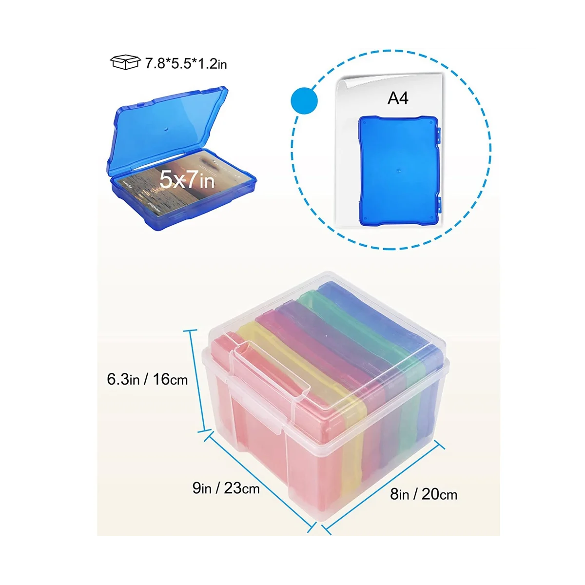 5X7 Inch Photo Storage Box Organizer Picture Containers Multicolor Plastic Craft Keeper Case – Practical Home Organization for Streamlined Everyday Routines