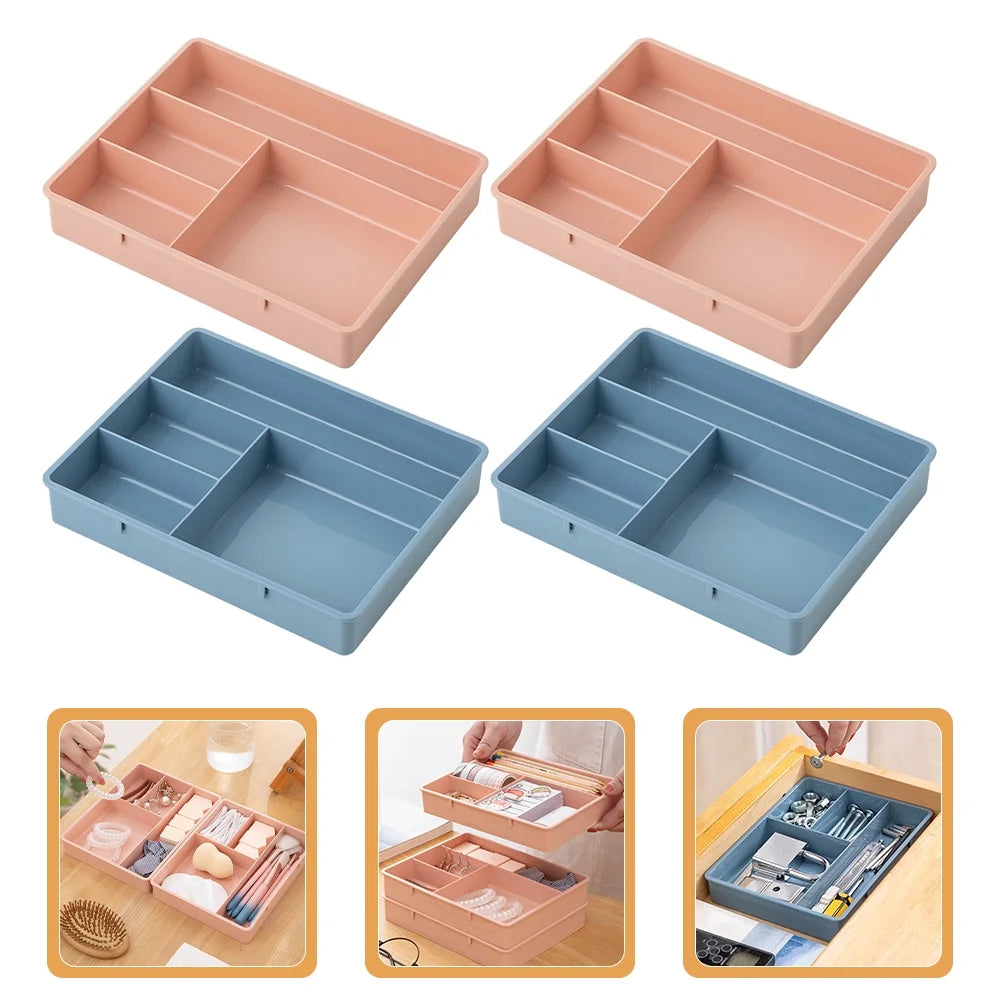 4 Pcs Office Storage Bins Drawers Four Grid Box Four-grid Compartment Case – Compartmented Organization for Streamlined Everyday Routines