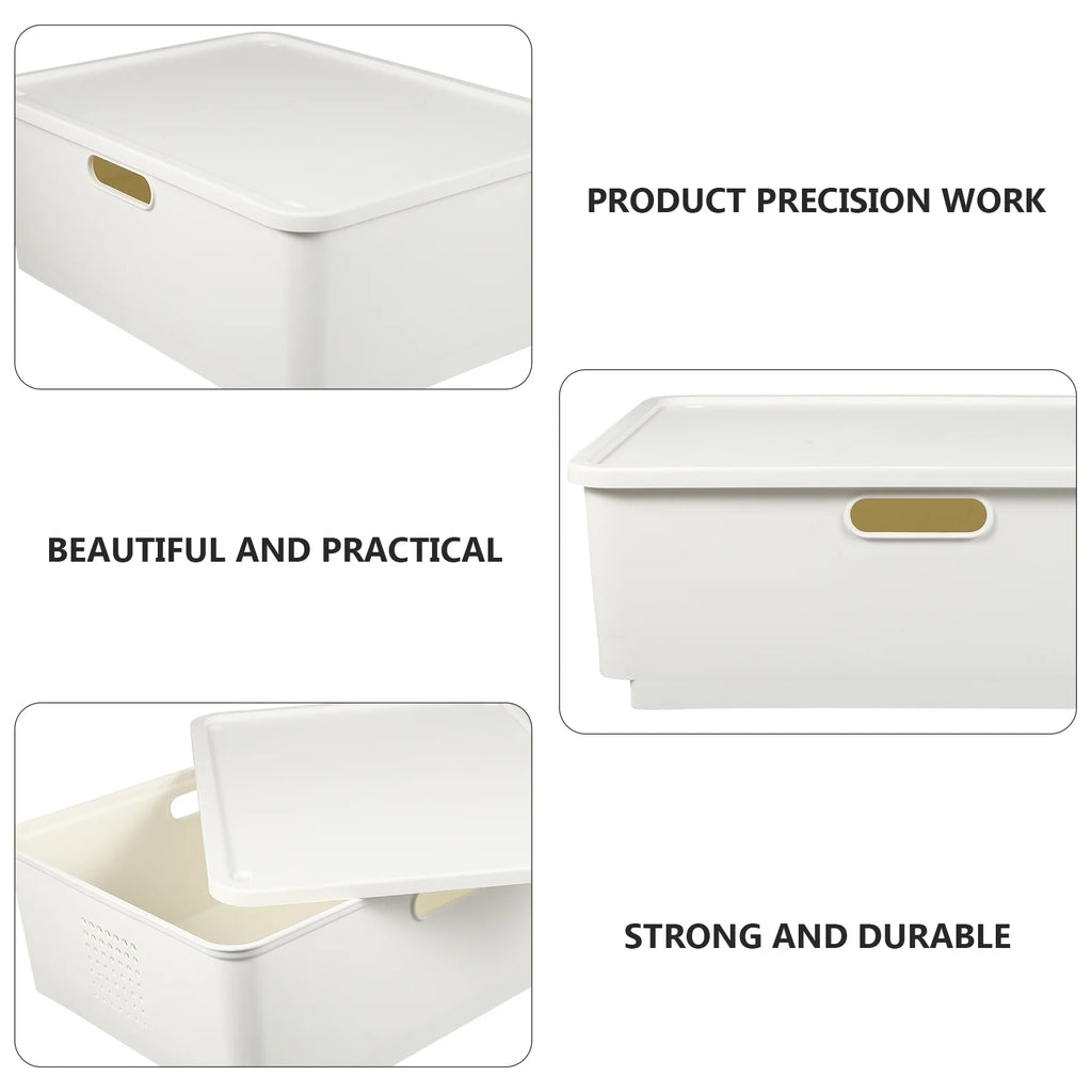 Japanese Storage Box Kitchen Shelves Basket Containers with Lids White – Everyday Household Format for Streamlined Everyday Routines