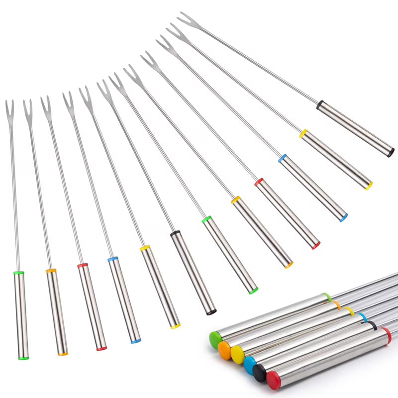 12PCS 9.5 Inch Color-Coded Stainless Steel Fondue Forks Cheese Fork Fruit with Heat-Blocking – Durable Stainless Steel Construction for Streamlined Everyday Routines