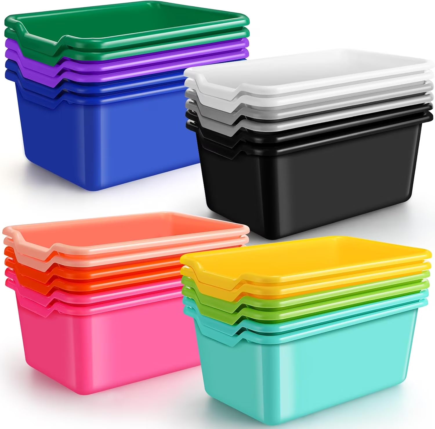 24 Pcs Plastic Cubby Bins Classroom Cubby Organization Book Bins for Classroom Bulk Toy Storage Baskets Stackable Assorted Colors Storage Containers for Home Office School Nursery Playroom – Stackable Organization for Streamlined Everyday Routines