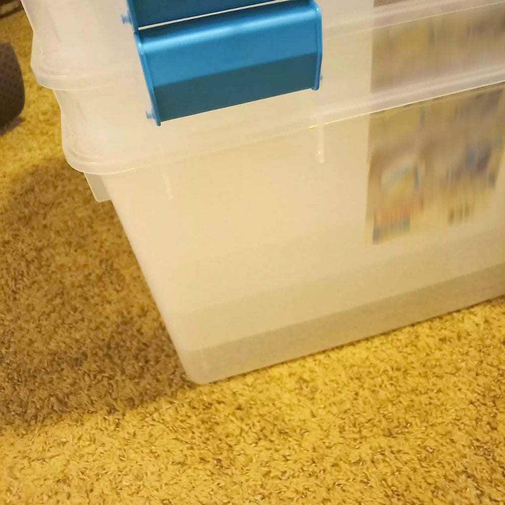 4-Pack 54 Qt Stackable Clear Storage Bins with Durable Latching Lids Space-Saving Sturdy Storage Box For Home Office Organization Clear Base and Lid – Stackable Organization for Streamlined Everyday Routines